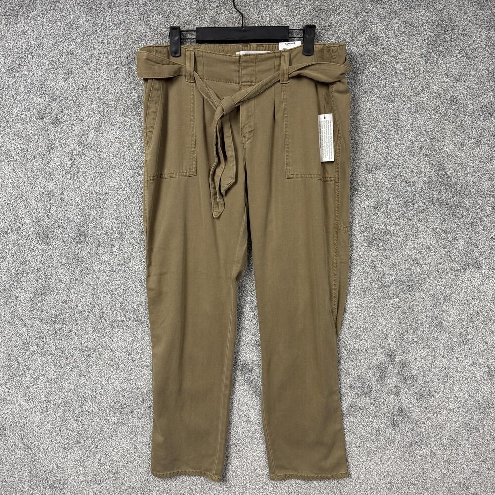 Sonoma Goods For Life Capri Pants 14 34x27 Belted Twill Coastal Casual Utility
